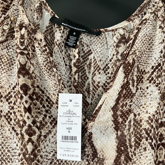 NWT WHBM Studded Python Ruffle Dress - Picture 10 of 12